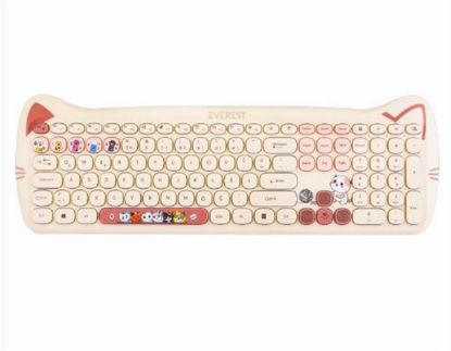 Everest KM-6283 CATTY Renkli Tuşlu Sarı Kablosuz 2.4 + BT Q Multimedia Klavye + Mouse + Pad Set resmi