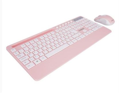 Everest KM-9676 Beyaz/Pempe Multimedya Tablet-Telefon Standlı Klavye + Mouse Set resmi