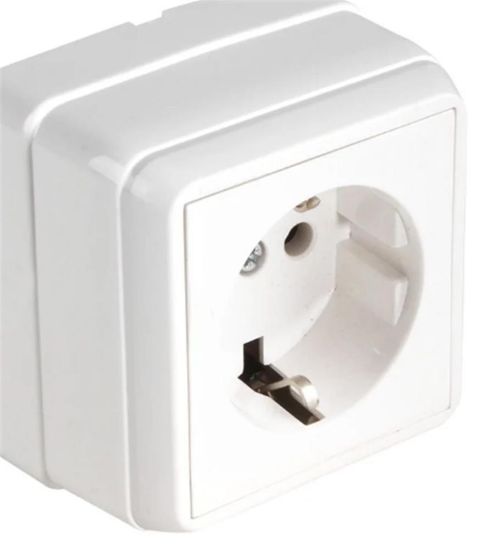 Mutlusan Bron Sıva Üstü Kapaklı Topraklı Priz Beyaz ( 2160 110 0201) resmi