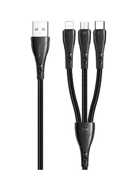 MCDODO CA-6960 3İN1 (LİGHTNİNG-MİCRO-TYPE-C) ŞARJ KABLOSU 3A 1.2M resmi