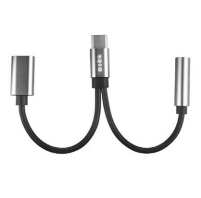 S-link SL-TA45M Gri Metal TypeC to 3.5 jack+TypeC Çevirici resmi