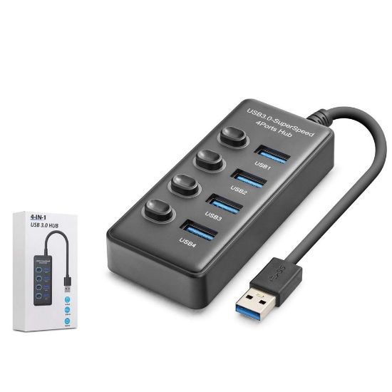 Hadron HDX7049 USB Hub 3.0 5Gbps 4x USB-A 4 Port Switch’li Çoklayıcı Siyah resmi