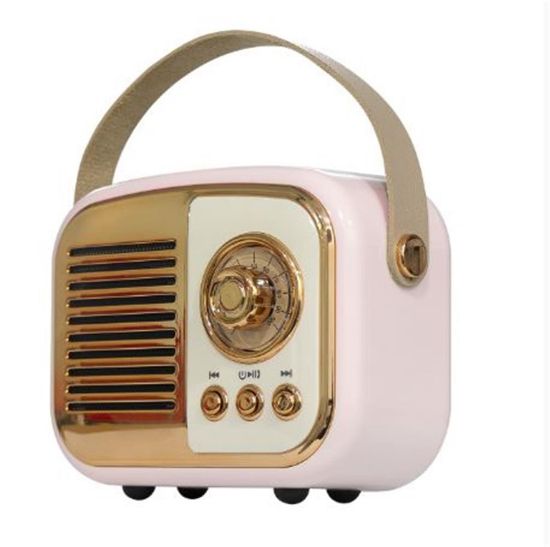 Mikado MD-24BT Echoes 3W 800mAh Pembe Usb+TF Kart+Bluetooth Destekli Klasik Retro Müzik Kutusu resmi