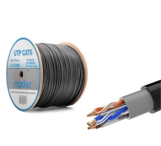 Nodar Nd2000 Utp Cat6 Dışmekan Kablo 23Awg Çift Pvc 4P* 1/0.50Mm Cca 305M Siyah resmi