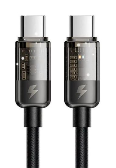 MCDODO CA-2840 Type-C To Type-C 100W Led Işıklı Power Off Hızlı Data Şarj Kablosu 1.2m - Siyah resmi