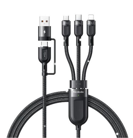 MCDODO CA-8800 2 in 3 100W USB- Lightning+Micro+Type-C Süper Hızlı Şarj ve Veri Kablosu 1.2 m resmi