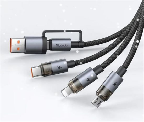 MCDODO CA-7260 6sı 1 Arada 100W Şeffaf Çoklu Kablo 1.2m resmi