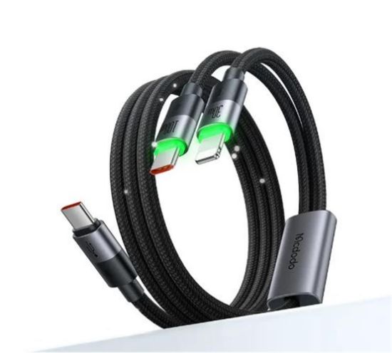 MCDODO CA-6700 2si 1 ARADA 100W 1.5 M TYPE-C TO TYPE-C + LİGHTNİNG KABLO resmi