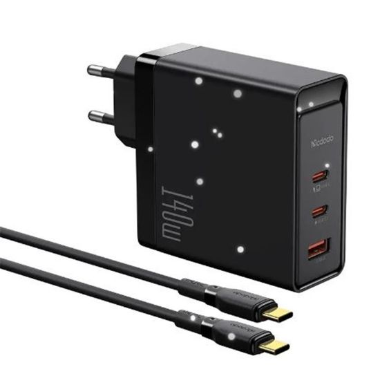 MCDODO CH-2913 140W GaN 5 Pro Şarj Adaptörü + Type-C To Type-C Şarj Kablosu resmi