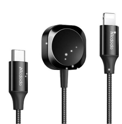 MCDODO CH-2980 Manyetik Apple Watch & Type-C to Lightning Kablosuz Şarj Cihazı -Siyah resmi