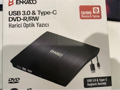 Enkado Ekd-Udvd120 Type-C / USB 3.0 DVD-R/CD-R/RW/ Dvd-Rw Ultra Slim Harici Optik Yazıcı Siyah resmi