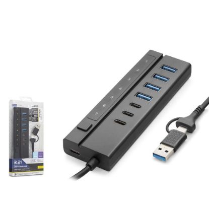 Hadron HDX7062 7 Port Usb Hub 5Gbps 4x Usb-A 3.2 + 3x Usb-C 3.2 7 Port 2in1 Kablolu Çoklayıcı Siyah resmi