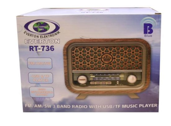 Everton RT-736  Bluetooth-USB-SD-FM Şarjlı  Nostaljik Radyo  resmi