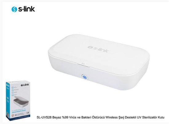 S-link SL-UVS28 Beyaz %99 Virüs ve Bakteri Öldürücü Wireless Şarj Destekli UV Sterilizatör Kutu resmi
