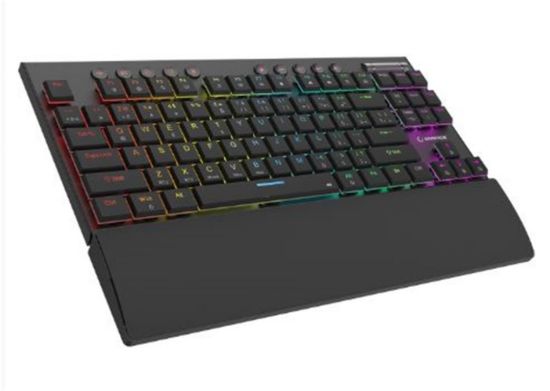 Rampage BERU Siyah 2.4G + BT Wireless RED SWITCH Mekanik Gaming Oyuncu Klavye Slim RGB resmi