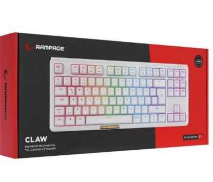 Rampage CLAW Beyaz RED SWITCH Mekanik Gaming Oyuncu Klavye Rainbow TKL resmi