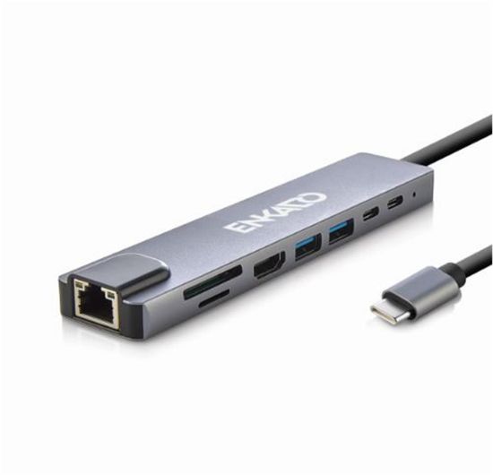 ENKADO EKD-TP42 TYPE-C TO TO HDMI 8İN 2PD+2 USB 2,0 +HDMI 4K +SD/TF+ETHERNET 100MBS resmi