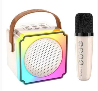 Mikado MD-61BT Krem USB+Bluetooth Destekli Wireless Karaoke Mikrofonlu 1200mAh Taşınabilir Speaker resmi