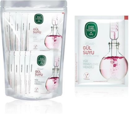 Mistik Gül Suyu Yüz Temizleme Mendili 75li Küçük Boy Doy pack Poşet  resmi