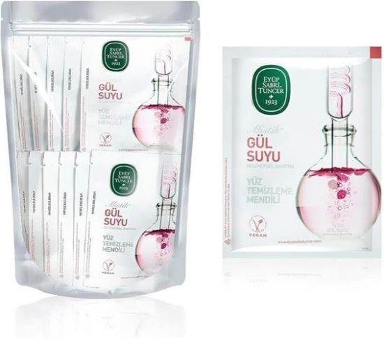 Mistik Gül Suyu Yüz Temizleme Mendili 75li Küçük Boy Doy pack Poşet  resmi