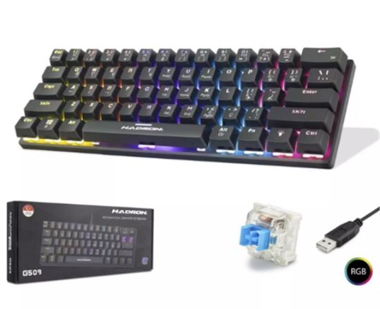 Hadron G509B Siyah Mekanik Gaming Mini Klavye Blue Switch RGB  resmi