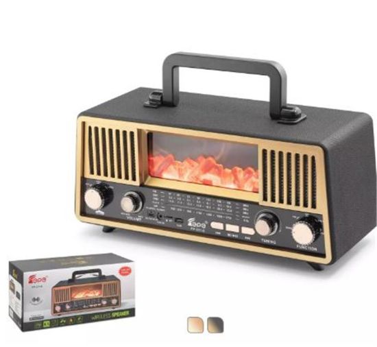 HADRON FP331S Bluetooth Nostaljik Hoparlör FM RGB Alev Efektli Solar Panelli - Siyah resmi