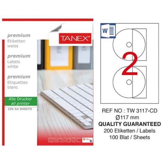 Tanex TW-3117 117 mm 50li Gümüş Lazer Etiket resmi