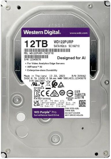 Wd 12Tb Purple Pro WD122PURP 7200 RPM 512MB Cache SATA 6.0Gb/s 3.5" Harddisk (Boğaziçi Garantili) resmi