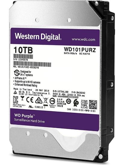 Wd 10TB Purple 7200RPM 256mb 7/24 3.5" WD101PURZ PC&DVR Harddisk (İthalat) resmi