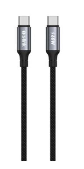 S-link Armor CC-01 60W 1.2m Type-C to Type-C PD Örgülü Metal Başlıklı Siyah Hızlı Şarj Kablosu resmi