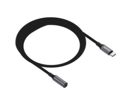 S-link Armor FC-01 15cm Type-C to F AUX Örgülü Metal Başlıklı Siyah Ses Kablosu resmi