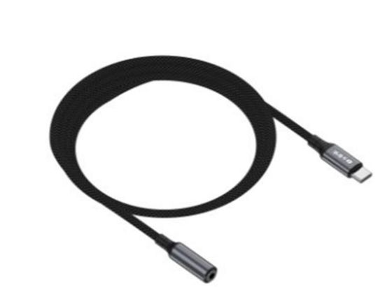 S-link Armor FC-01 15cm Type-C to F AUX Örgülü Metal Başlıklı Siyah Ses Kablosu resmi