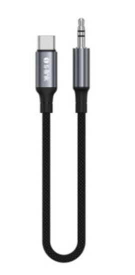 S-link Armor MC-01 1.2m Type-C to M AUX Örgülü Metal Başlıklı Siyah Ses Kablosu resmi