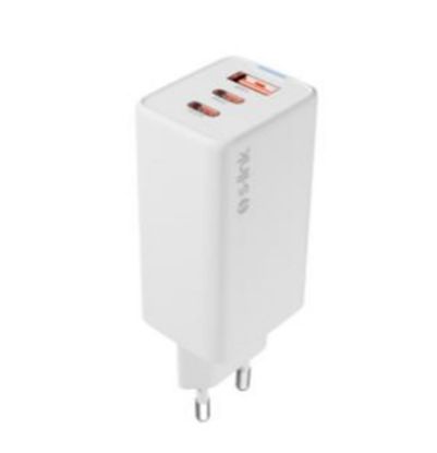 S-link SL-ECG65 2*USB-C + USB-A GAN PD 65W / QC 18W Type GAN PD/PPS Beyaz EV/NOTEBOOK Şarj Adaptör resmi