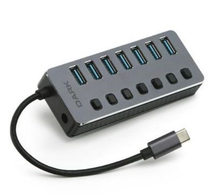 Dark "DK-AC-USB371C" 7 Port USB 3.0 Hub, Harici Adaptörlü USB Çoklayıcı Type-C HUB resmi