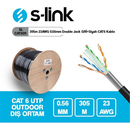 Feny FN-CAT690 305Mt 23AWG 0,57MM Çift Ceket Gold Dış Mekan Cat6 UTP Kablo resmi