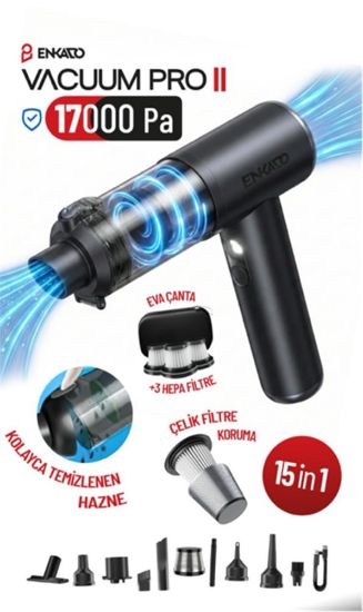 Enkado EKD-SP10 17000PA 2000ah Güçlü Vakum Ve Üflemeli Şarjlı Elektrikli Araç Süpürgesi 3ad Filtre resmi