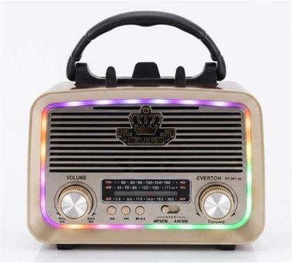 Everton RT-301.m  Bluetooth-USB-SD-FM Şarjlı,Solarlı,Ledli, Nostaljik Radyo El Fenerl Radyo resmi